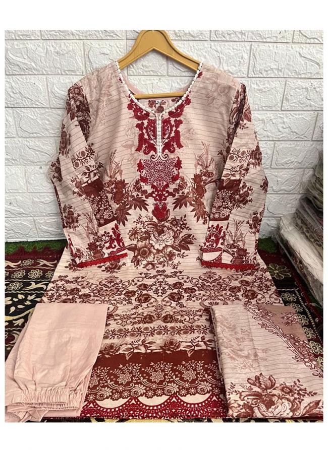 Heavy Cotton Baby Pink Eid Wear Printed Readymade Pakistani Suit